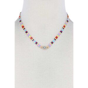 Evil Eye Charm Color Block Necklace
